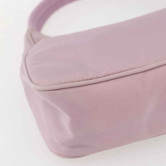 PRADA Handtasche Nylon Rosa Silber Auth 156269