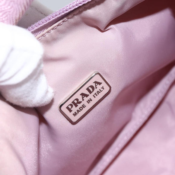 PRADA Handtasche Nylon Rosa Silber Auth 156269