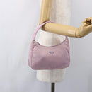 PRADA Handtasche Nylon Rosa Silber Auth 156269-21