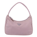 PRADA Handtasche Nylon Rosa Silber Auth 156269-13