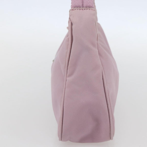 PRADA Handtasche Nylon Rosa Silber Auth 156269