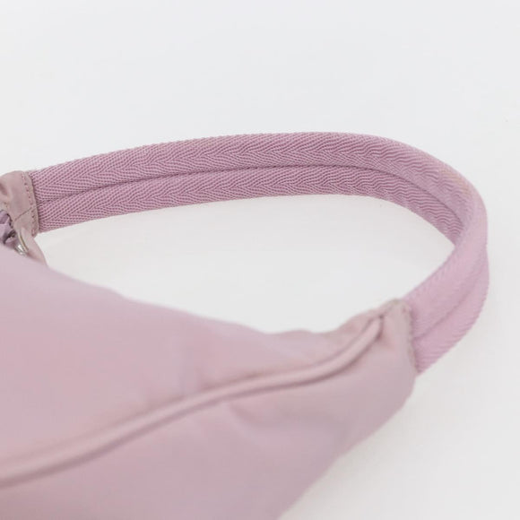 PRADA Handtasche Nylon Rosa Silber Auth 156269