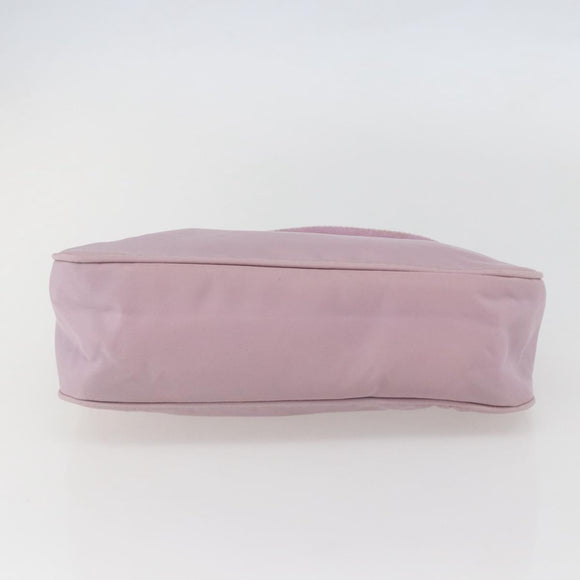 PRADA Handtasche Nylon Rosa Silber Auth 156269