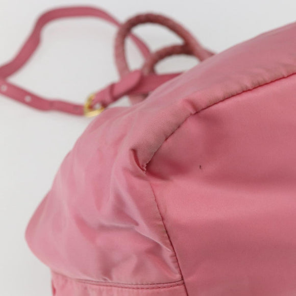 PRADA Hand Bag Nylon 2way Pink Gold Auth 156270