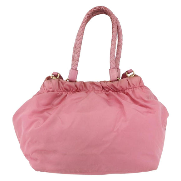 PRADA Hand Bag Nylon 2way Pink Gold Auth 156270