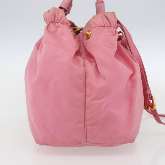 PRADA Hand Bag Nylon 2way Pink Gold Auth 156270