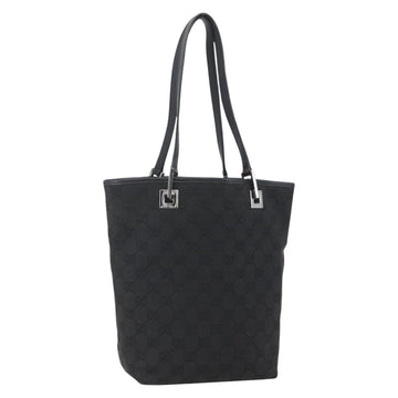 GUCCI GG Canvas Tote Bag Black Silver 31244 Auth 156271