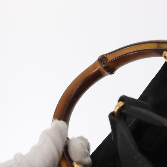 GUCCI Bamboo Backpack Leather Black Gold 003 2058 0030 Auth 156278