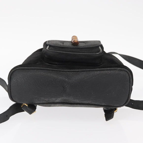 GUCCI Bamboo Backpack Leather Black Gold 003 2058 0030 Auth 156278
