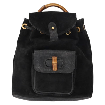GUCCI Bamboo Backpack Leather Black Gold 003 2058 0030 Auth 156278 - 0
