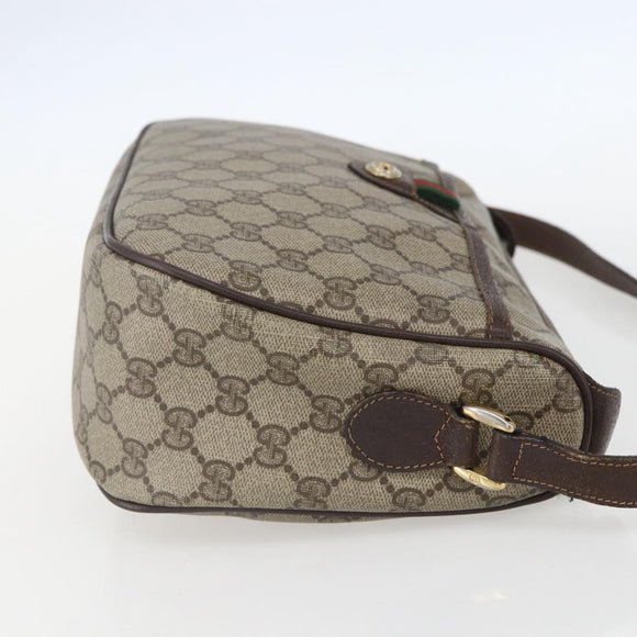 GUCCI GG Supreme Web Sherry Line Bag PVC Beige Gold 89 02 077 Auth 156279