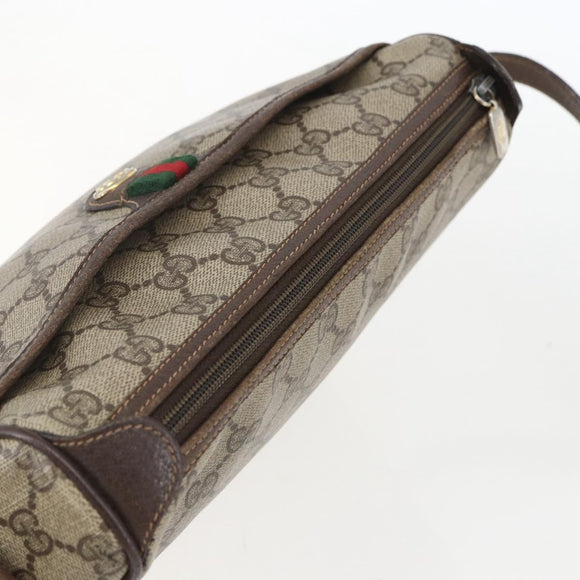 GUCCI GG Supreme Web Sherry Line Bag PVC Beige Gold 89 02 077 Auth 156279