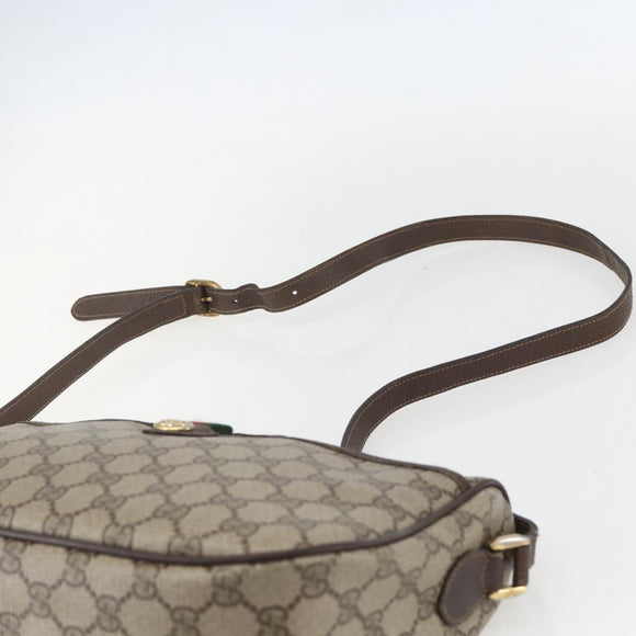 GUCCI GG Supreme Web Sherry Line Bag PVC Beige Gold 89 02 077 Auth 156279
