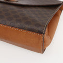 CELINE Macadam Canvas Shoulder Bag PVC Leather Brown Gold Auth 156281-10