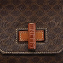 CELINE Macadam Canvas Shoulder Bag PVC Leather Brown Gold Auth 156281-14