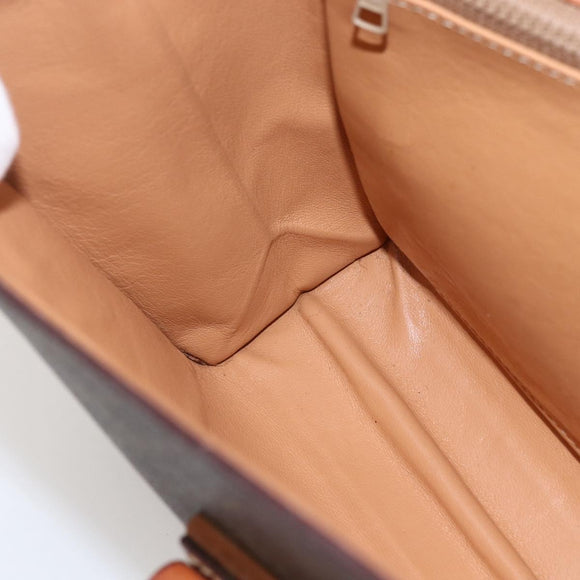 CELINE Macadam Canvas Shoulder Bag PVC Leather Brown Gold Auth 156281