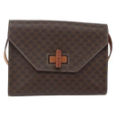 CELINE Macadam Canvas Shoulder Bag PVC Leather Brown Gold Auth 156281-2