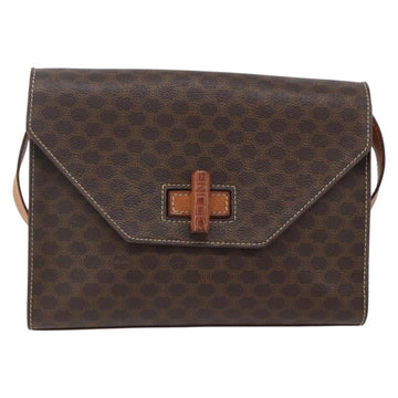 CELINE Macadam Canvas Shoulder Bag PVC Leather Brown Gold Auth 156281 - 0