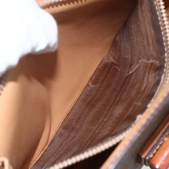 CELINE Macadam Canvas Shoulder Bag PVC Leather Brown Gold Auth 156281