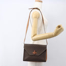 CELINE Macadam Canvas Shoulder Bag PVC Leather Brown Gold Auth 156281-22