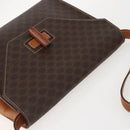 CELINE Macadam Canvas Shoulder Bag PVC Leather Brown Gold Auth 156281-6