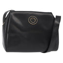 CELINE Circle Shoulder Bag Leather Black Gold Auth 156282-1