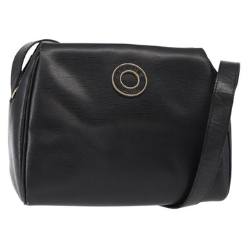 CELINE Circle Shoulder Bag Leather Black Gold Auth 156282