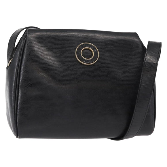CELINE Circle Shoulder Bag Leather Black Gold Auth 156282