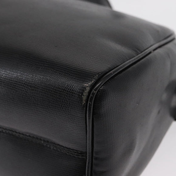 CELINE Circle Shoulder Bag Leather Black Gold Auth 156282