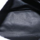 CELINE Circle Shoulder Bag Leather Black Gold Auth 156282-17