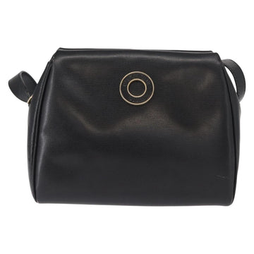 CELINE Circle Shoulder Bag Leather Black Gold Auth 156282 - 0