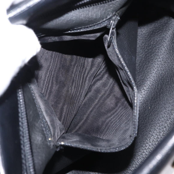 CELINE Circle Shoulder Bag Leather Black Gold Auth 156282