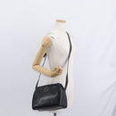 CELINE Circle Shoulder Bag Leather Black Gold Auth 156282-22