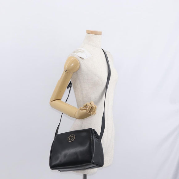 CELINE Circle Shoulder Bag Leather Black Gold Auth 156282