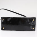 Salvatore Ferragamo Vala Hand Bag Enamel 2way Black Gold Auth 156283-12