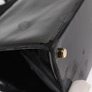 Salvatore Ferragamo Vala Hand Bag Enamel 2way Black Gold Auth 156283-15