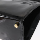 Salvatore Ferragamo Vala Hand Bag Enamel 2way Black Gold Auth 156283-16