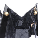 Salvatore Ferragamo Vala Hand Bag Enamel 2way Black Gold Auth 156283-21