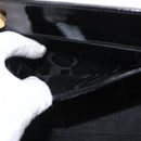 Salvatore Ferragamo Vala Hand Bag Enamel 2way Black Gold Auth 156283-23