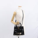Salvatore Ferragamo Vala Hand Bag Enamel 2way Black Gold Auth 156283-24