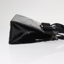 Salvatore Ferragamo Vala Hand Bag Enamel 2way Black Gold Auth 156283-4