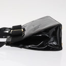 Salvatore Ferragamo Vala Hand Bag Enamel 2way Black Gold Auth 156283-5