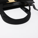 Salvatore Ferragamo Vala Hand Bag Enamel 2way Black Gold Auth 156283-7