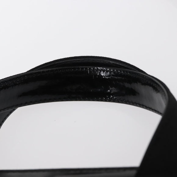 Salvatore Ferragamo Vala Hand Bag Enamel 2way Black Gold Auth 156283