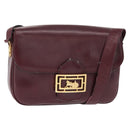 CELINE Horse Carriage Shoulder Bag Leather Bordeaux Gold Auth 156289-1