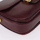 CELINE Horse Carriage Shoulder Bag Leather Bordeaux Gold Auth 156289-12