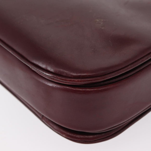 CELINE Horse Carriage Shoulder Bag Leather Bordeaux Gold Auth 156289