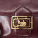 CELINE Horse Carriage Shoulder Bag Leather Bordeaux Gold Auth 156289-16