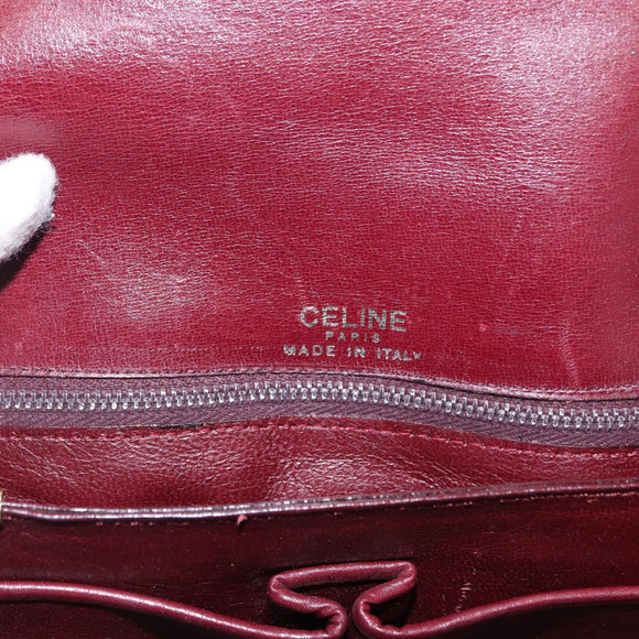 CELINE Horse Carriage Shoulder Bag Leather Bordeaux Gold Auth 156289