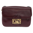 CELINE Horse Carriage Shoulder Bag Leather Bordeaux Gold Auth 156289-2